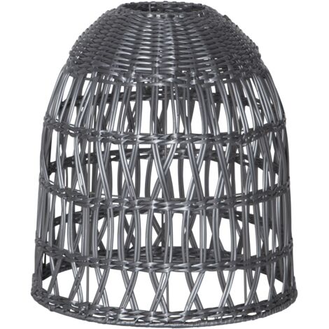 Geflochtener Lampenschirm ,Knute' aus Kunst-Rattan, klein, grau, E27, outdoor