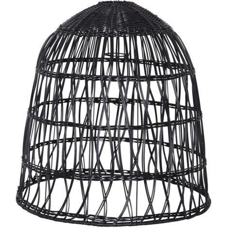 Geflochtener Lampenschirm ,Knute, aus Rattan, groß, schwarz, E27, outdoor