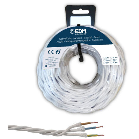 Geflochtenes Textil parallel 3x1mm white 5mts