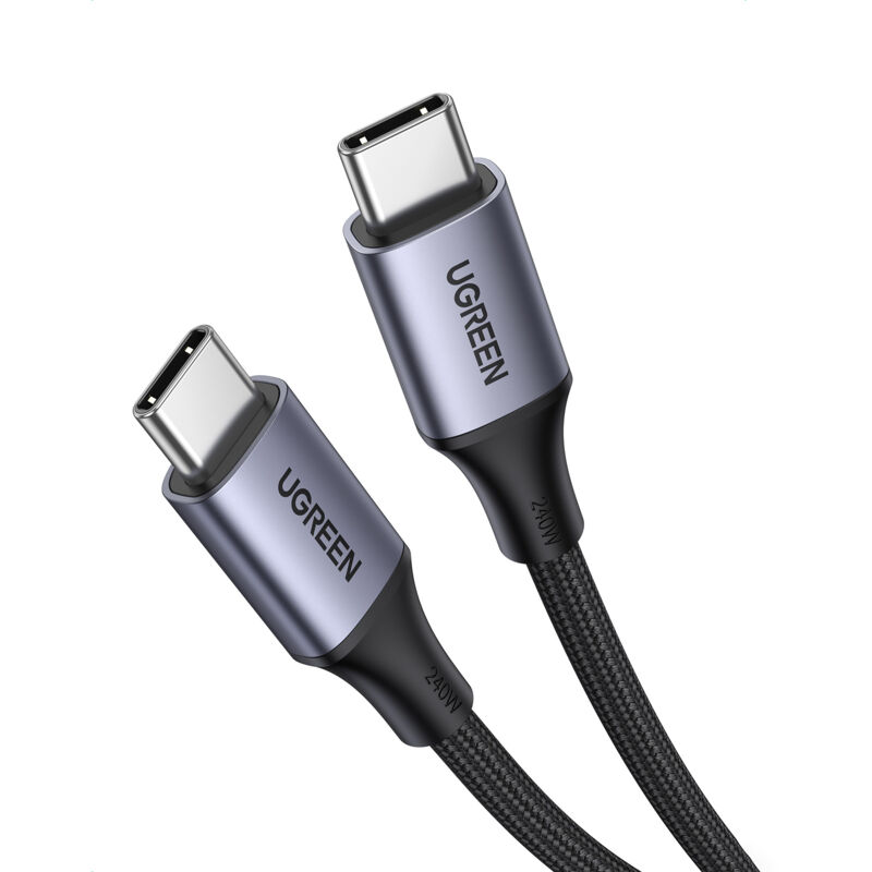 Ugreen Usb-c Pd Geflochtenes Kabel 240w 5a 480mb/s 1m Schwarz Grau