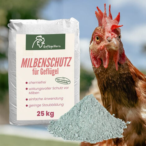 GeflügelHerz 100% natürlicher Milbenschutz 25kg Staubbad für Hühner Pulver gegen Milben Sandbad Trockenbad Milben-Puder Milbenmittel petigi