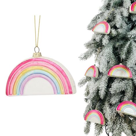 Geformte Christbaumkugel - Regenbogen in Pastellfarben 10,5 cm