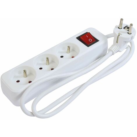 Gefotech - Ciabatta multipresa, 3 posti 16A+T con interruttore e cavo da 1 m