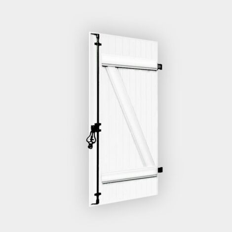 Gefradis – Volet battant PVC 1 vantail H215 x L80 cm blanc – Barres et écharpes – Accessoires inclus pour pose en neuf