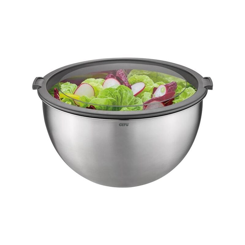 Lot de 3 saladiers 1l/2,5l/4,5l avec couvercle hermétique inox Gefu 89430