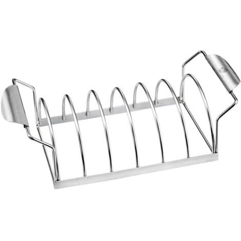 GEFU Spare Rib Halter BBQ, Grill-Halter, Smoker, Rippchen-Ständer, Braten, Edelstahl, silber, 89248