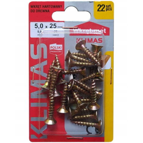 Gehärtete Holzschrauben 5x25mm 22 Stück PZ2 gold