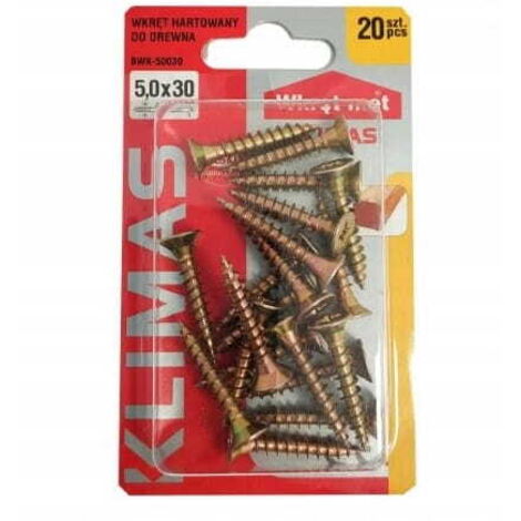Gehärtete Holzschrauben 5x30mm 20 Stück PZ2 gold