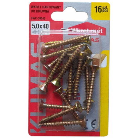 Gehärtete Holzschrauben 5x40mm 16 Stück PZ2 gold