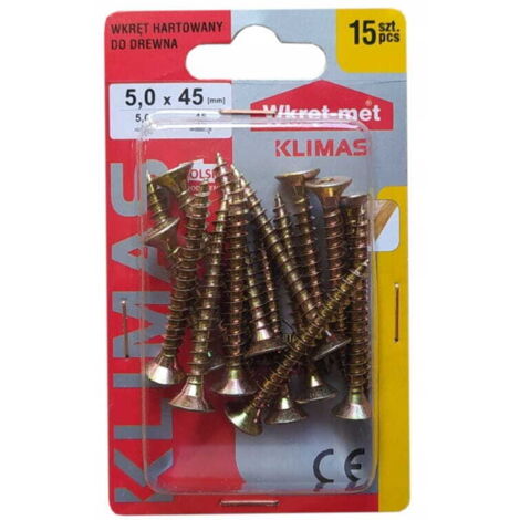 Gehärtete Holzschrauben 5x45mm 15 Stück PZ2 gold
