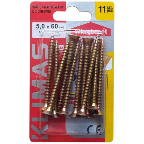 Gehärtete Holzschrauben 5x60mm 11 Stück PZ2 gold