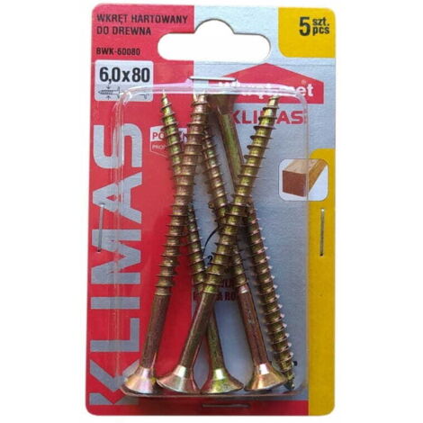 Gehärtete Holzschrauben 6x80mm 5 Stück PZ3 gold