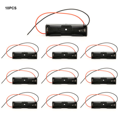 Gehäuse für 10 18650-Batterien, einzelner schwarzer Halter mit Reihenschaltung und 2-adrigen Kabeln