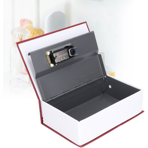 Geheimer Buch-Metallsafe – Buchförmiger Safe mit Zahlenschloss zur sicheren Aufbewahrung von Schmuck, Geld und Dokumenten – Dekorative rote Aufbewahrungsbox (18 x 12 x 5,5 cm)
