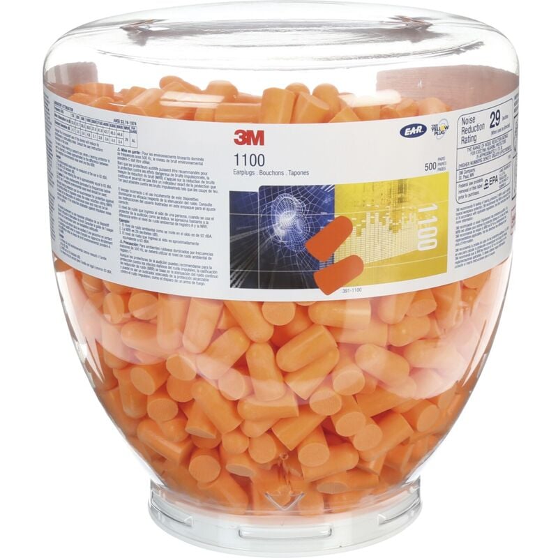 3M - Gehörschutzstöpsel Nachfüllbehälter 1100D mit 500 Paar Ohrstöpsel 35dB