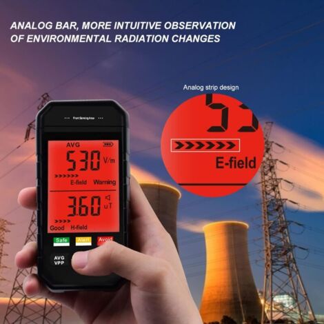 Geigerzähler, Detektor für elektromagnetische Felder mit automatischem Alarm und hintergrundbeleuchtetem LCD-Display, tragbares EMF-Messgerät für EMF-Inspektionen in Haus und Büro