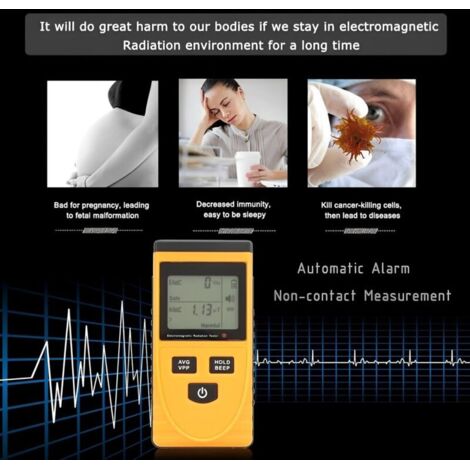 Geigerzähler – Tragbarer EMF-Detektor (Elektromagnetische Strahlung) mit akustischem und optischem Alarm, digitales LCD-Display zur Messung der Magnetfeldstrahlung