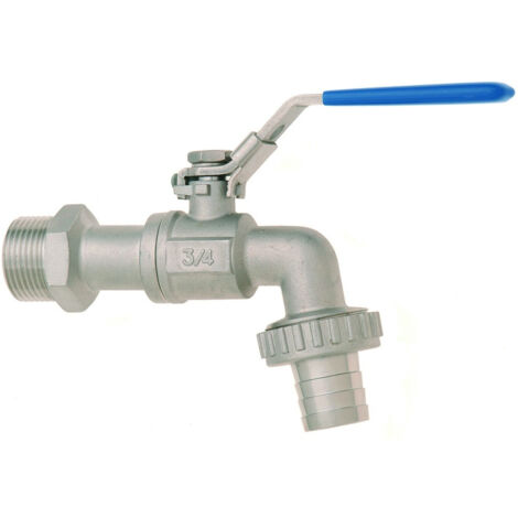 GEKA Kugelauslaufventil VA, Griff blau, 3/4",SB mit blauem Griff