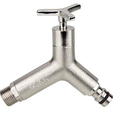 Geka Robinet d’arrosage, 1/2" laiton nickelé, avec prise laiton