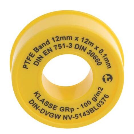 GEKA rouleaux de ruban d'étanchéité en PTFE 12 mx12 mmx0,1 mm