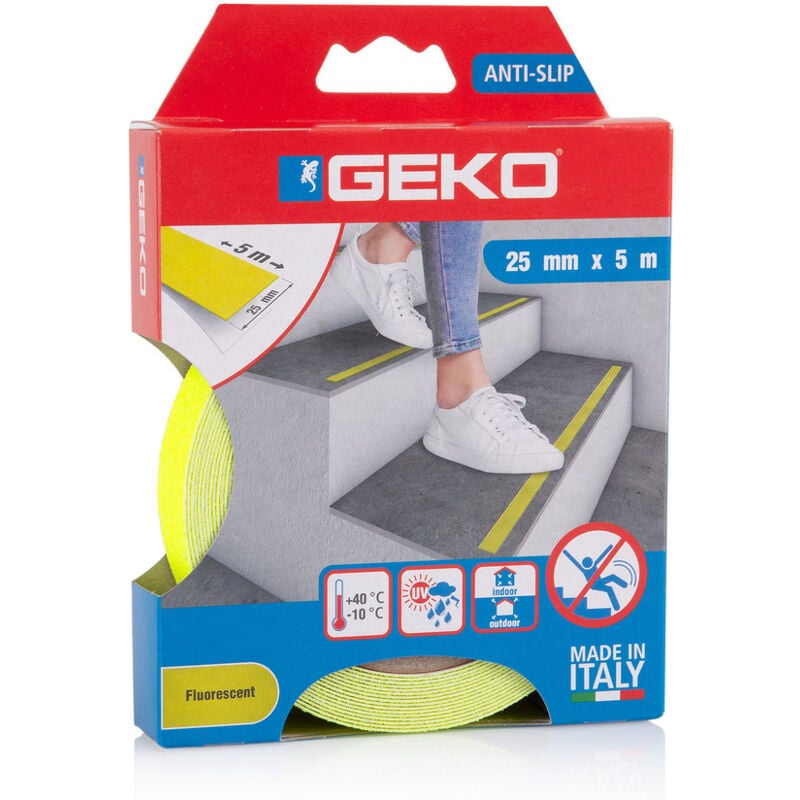 Adh antiderapant 25MMX5M fluo fluorescent 220/58 - Geko
