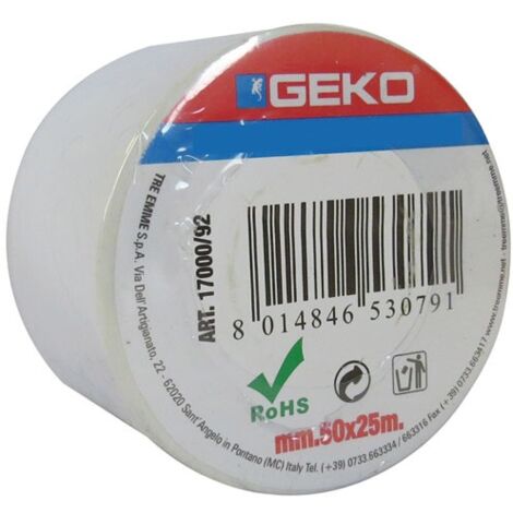 Geko Adhésif isolation blanc 50 mm x 25 m PVC durable