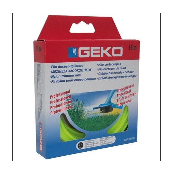 Geko - Fil nylon carré pour coupe bordure d: 1.6mmx15m