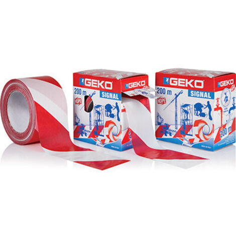 Geko Nastro Segnaletico da Recinsione in PVC Bianco Rosso 200mt