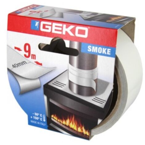 Geko ruban adhe'sif aluminium blanc mt 9x40 mm pour tuyaux hautes tempe'ratures poeles chemine'es