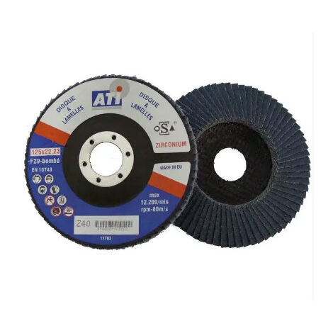 Gekrümmte Zirkonia-Lamellenschleifscheibe, 125 mm, Korngröße: 60.
