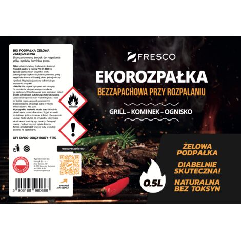 Gel allume-feu écologique FRESCO 0,5 L pour barbecue, sans odeur