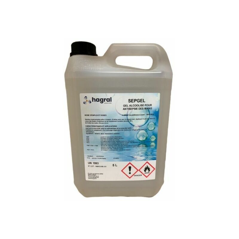 TOPCAR - Gel hydroalcoolique désinfectant pour l'antisépsie des mains - 5 litres - SEPGEL5