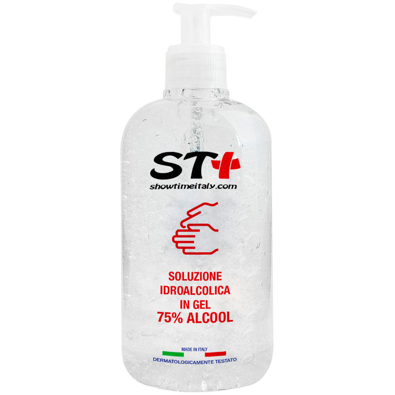 Gel Lavamani Igienizzante istantaneo Senza Acqua STI ck 500ml Prime base alcolica al 75% dispenser Elimina 99%