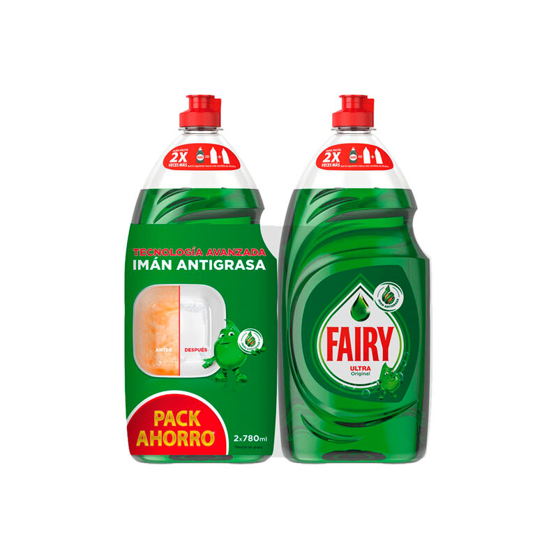 

Gel lavavajillas a mano Fairy Ultra Original 780 ml + 780 ml (Pack de 2)
