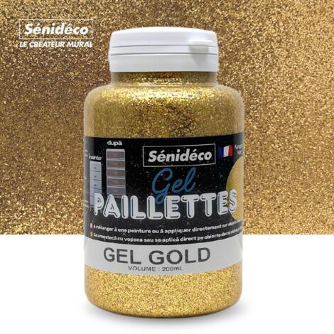 Gel paillette décoratif doré 200ml – Finition brillante pour embellissement mural – Application directe ou mélange avec peinture - GOLD 200 ML