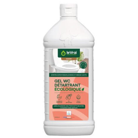 Gel WC détartrant écologique 1L – 96% d'ingrédients biosourcés – Parfum pin des Landes – Efficacité optimale pour cuvettes – Le Vrai Professionnel