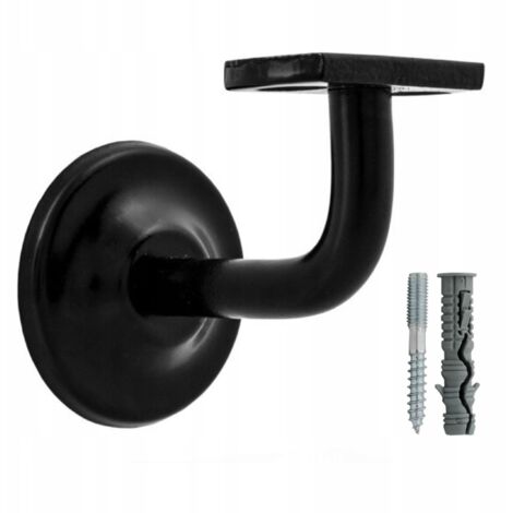 Geländerhalter - Schwarz - Lackiertes Metall - Ideal für Treppengeländer - Einfache und ästhetische Installation