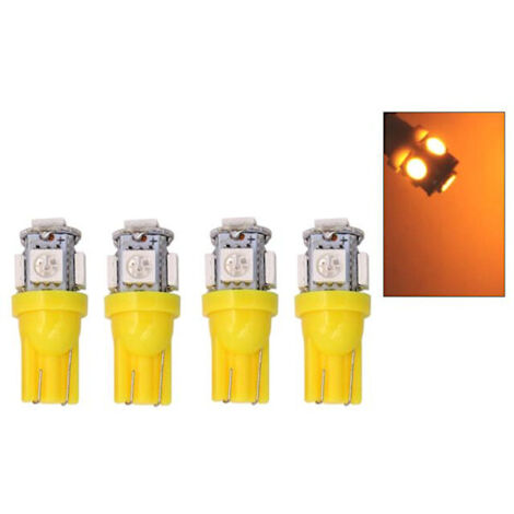 Gelb-orange T10 W5W LED-Lampe, 5 SMD 5050 Chips, 12V DC, 4er-Pack. Gelb-orange, 4er-Pack.