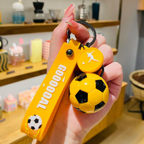 (Gelb) Porte Clef Football, Porte-cles de Mini Football de Football Cadeau d'Équipe de Football Ball