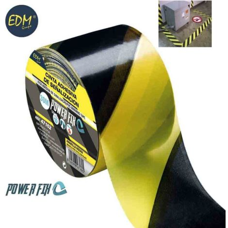 Gelb-schwarzes, selbstklebendes Markierungsband, 30 m x 50 mm, EDM