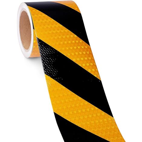 Gelb-schwarzes Warnband 10 cm x 2500 cm, 1 Rolle reflektierendes, selbstklebendes Sicherheitsband aus Köpergewebe, Warnband