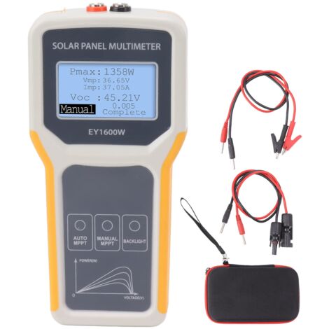 Gelb Solarpanel-Tester Photovoltaik-Multimeter EY1600W mit Hintergrundbeleuchtung MPPT-Leerlaufspannungswerkzeug für Solar-PV-Tests Gelb