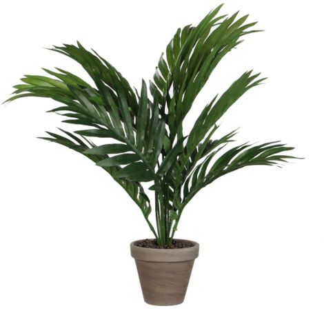 Gelbe Palme oder Areca aus PVC mit grauem Topf 46x46x42cm