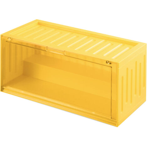 Gelbe, transparente Aufbewahrungsbox für Figuren – Staubdichter Schutz und Präsentationskasten für Miniaturen