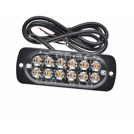 Gelbe Warnleuchte mit 12 Blitz-LEDs, Notfallblinkfunktion, Seitenlichtleisten, Warnsignal, LKW-Anhängerkupplungsleuchte, 4 Stück.