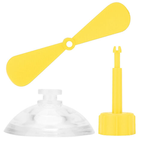 Gelber Motorradhelm mit Zierpropeller
