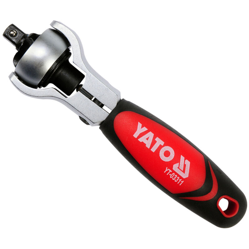 Image of YATO Drehkopfratsche Ratsche Knarre 180° Schwenkkopf 1/4" für Bits und Steckschlüssel