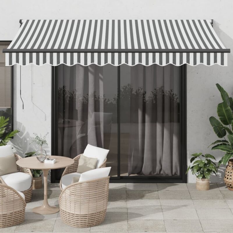 Markise Einziehbar Anthrazit & Weiß 3, 5x2, 5 M Stoff & Aluminium Vidaxl