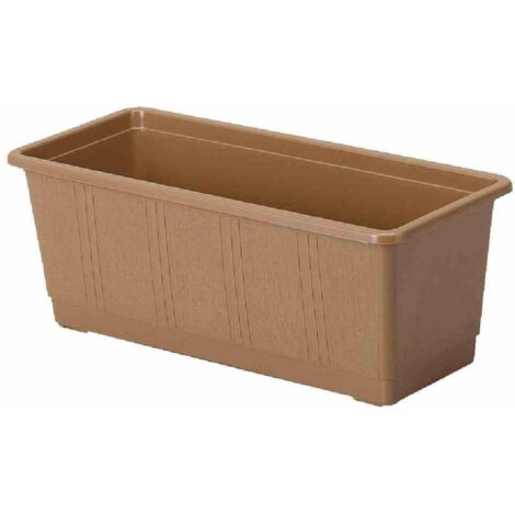 Geli Balkonkasten STANDARD Terracotta mit Holzstruktur 40 cm - Kunststoff