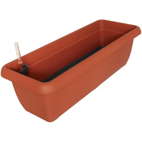 Geli Blumenkasten AQUA ANDALUCIA Terracotta 60 cm mit Bewässerungssystem - Kunststoff